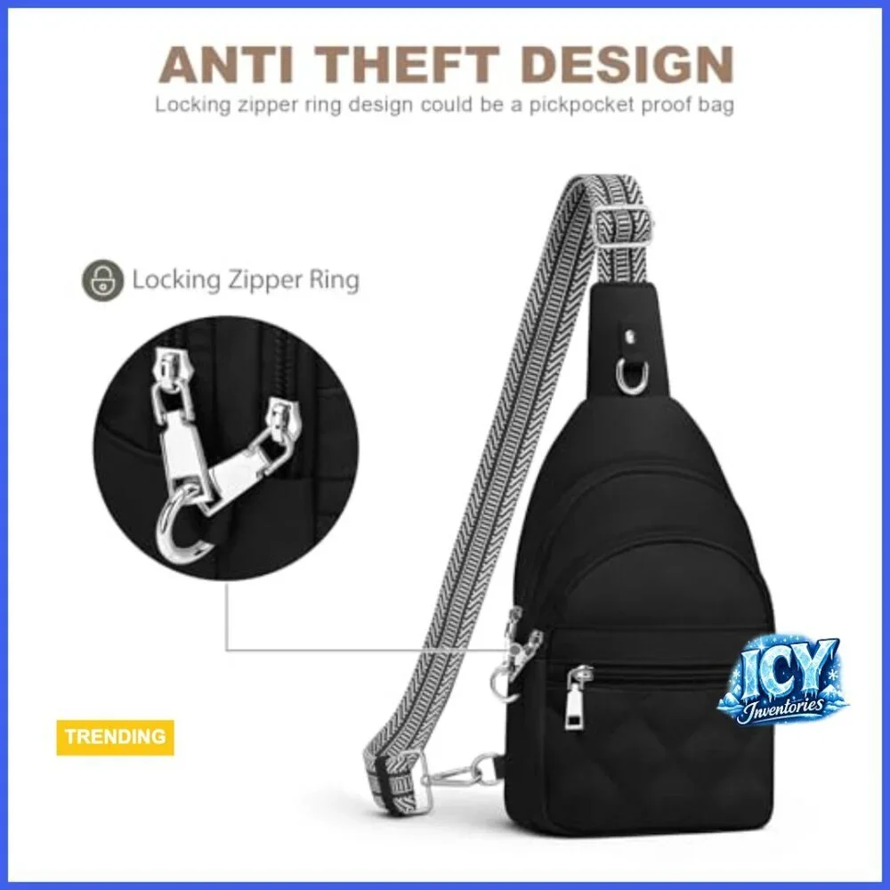 Nylon Anti-Theft RFID Crossbody Sling Bag with Puffer Design